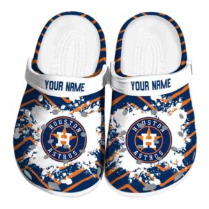 Personalized Houston Astros Zigzag Paint Burst Crocs Best selling