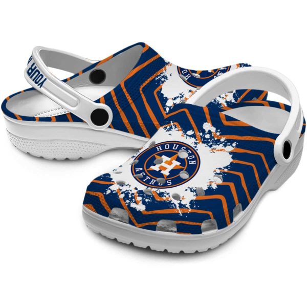 Personalized Houston Astros Zigzag Paint Burst Crocs Latest Model