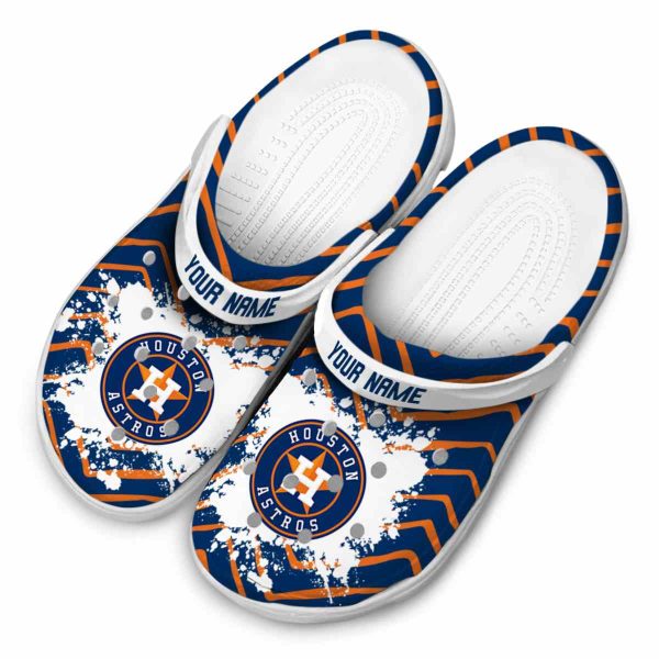 Personalized Houston Astros Zigzag Paint Burst Crocs Trendy