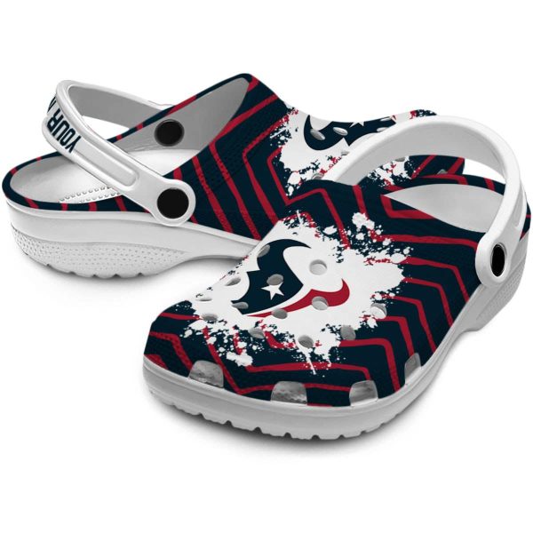 Personalized Houston Texans Zigzag Paint Burst Crocs Latest Model