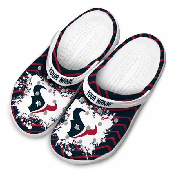 Personalized Houston Texans Zigzag Paint Burst Crocs Trendy
