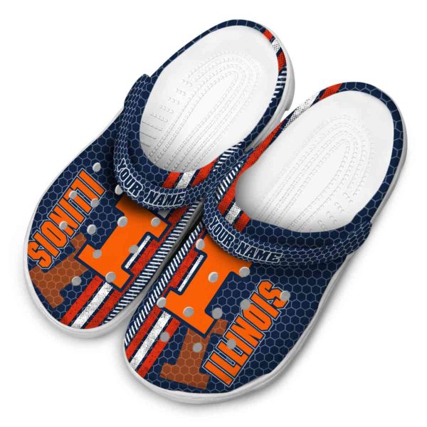 Personalized Illinois Fighting Illini Contrasting Stripes Crocs Trendy