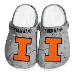 Personalized Illinois Fighting Illini Cracked Texture Crocs Best selling