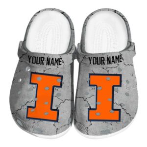 Personalized Illinois Fighting Illini Cracked Texture Crocs Best selling
