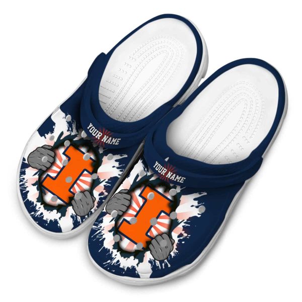 Personalized Illinois Fighting Illini Gripping Hand Crocs Trendy