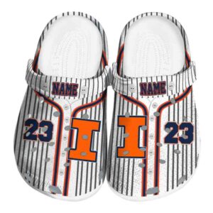 Personalized Illinois Fighting Illini Pinstripe Pattern Crocs Best selling