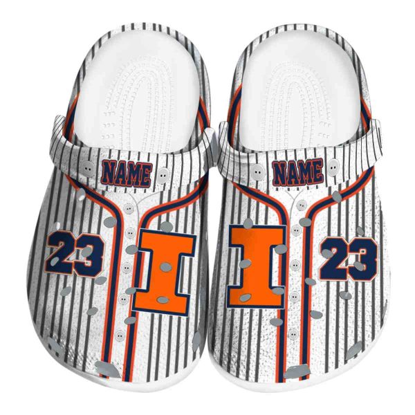 Personalized Illinois Fighting Illini Pinstripe Pattern Crocs Best selling