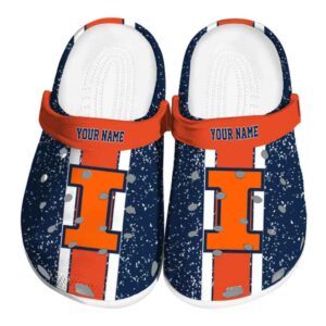 Personalized Illinois Fighting Illini Vertical Stripes Crocs Best selling