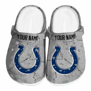 Personalized Indianapolis Colts Cracked Texture Crocs Best selling