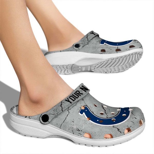Personalized Indianapolis Colts Cracked Texture Crocs High quality