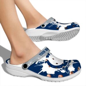 Personalized Indianapolis Colts Splatter Pattern Crocs High quality