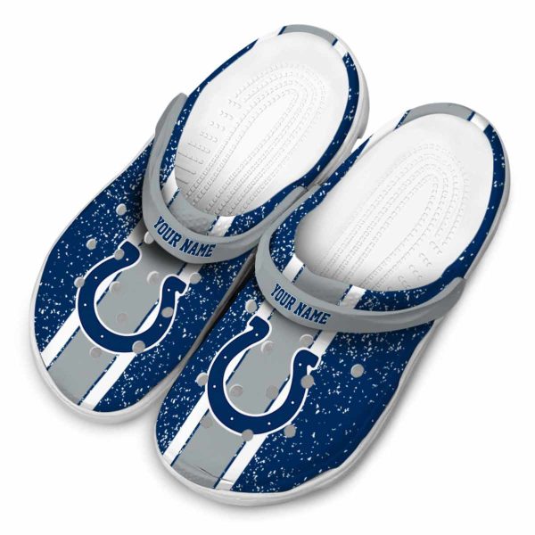 Personalized Indianapolis Colts Vertical Stripes Crocs Trendy