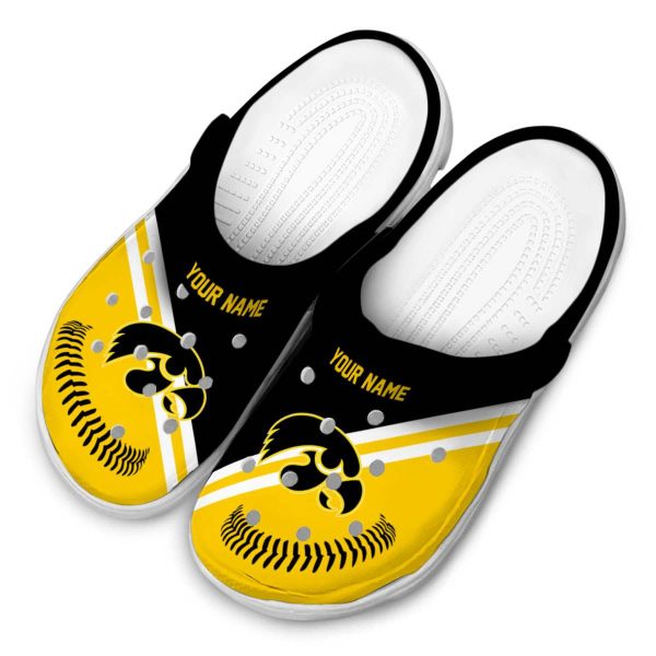 Personalized Iowa Hawkeyes Baseball Motif Crocs Trendy