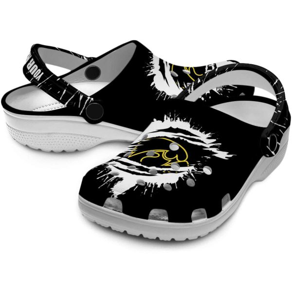 Personalized Iowa Hawkeyes Splash Motif Background Crocs Latest Model