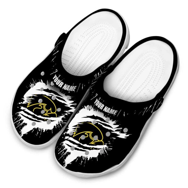 Personalized Iowa Hawkeyes Splash Motif Background Crocs Trendy