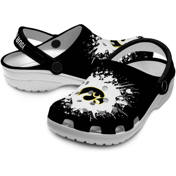 Personalized Iowa Hawkeyes Splatter Background Crocs Latest Model
