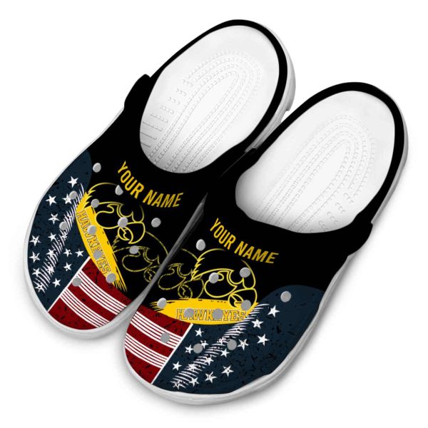 Personalized Iowa Hawkeyes Star Spangled Side Pattern Crocs Trendy
