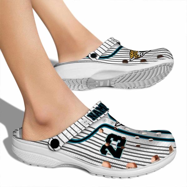 Personalized Jacksonville Jaguars Pinstripe Pattern Crocs High quality