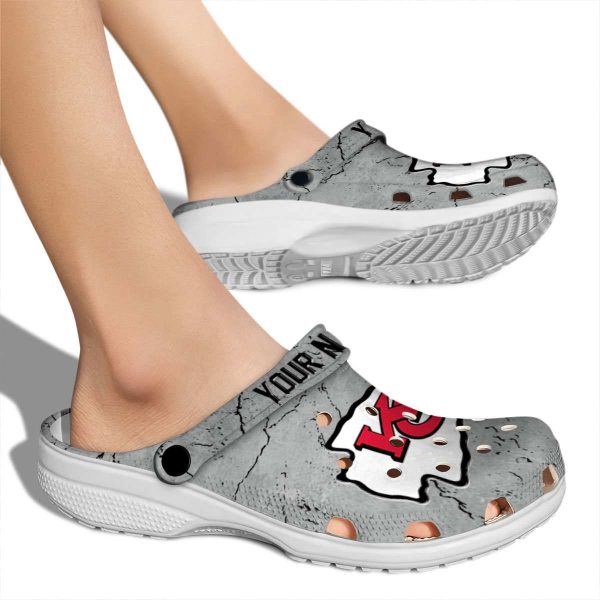 Personalized Kansas City Chiefs Cracked Texture Crocs High quality