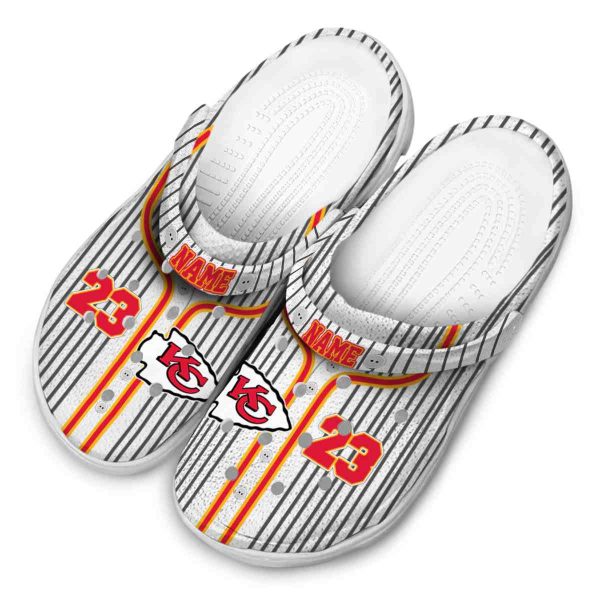 Personalized Kansas City Chiefs Pinstripe Pattern Crocs Trendy