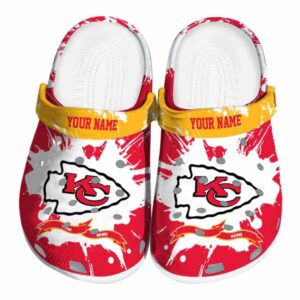 Personalized Kansas City Chiefs Splatter Pattern Crocs Best selling