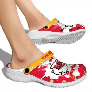 Personalized Kansas City Chiefs Splatter Pattern Crocs High quality