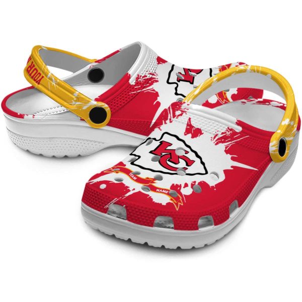Personalized Kansas City Chiefs Splatter Pattern Crocs Latest Model