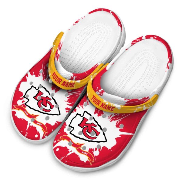 Personalized Kansas City Chiefs Splatter Pattern Crocs Trendy
