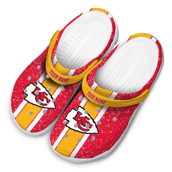 Personalized Kansas City Chiefs Vertical Stripes Crocs Trendy