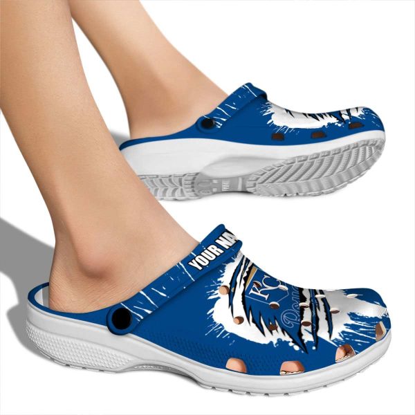 Personalized Kansas City Royals Splash Motif Background Crocs High quality