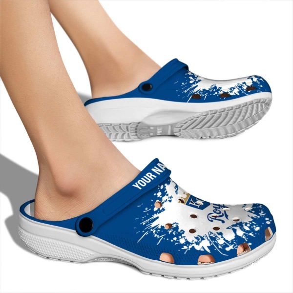 Personalized Kansas City Royals Splatter Background Crocs High quality