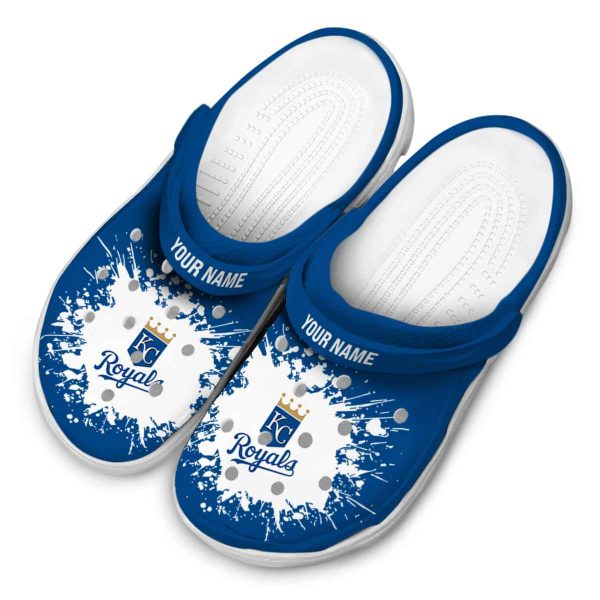 Personalized Kansas City Royals Splatter Background Crocs Trendy