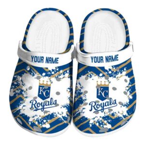 Personalized Kansas City Royals Zigzag Paint Burst Crocs Best selling