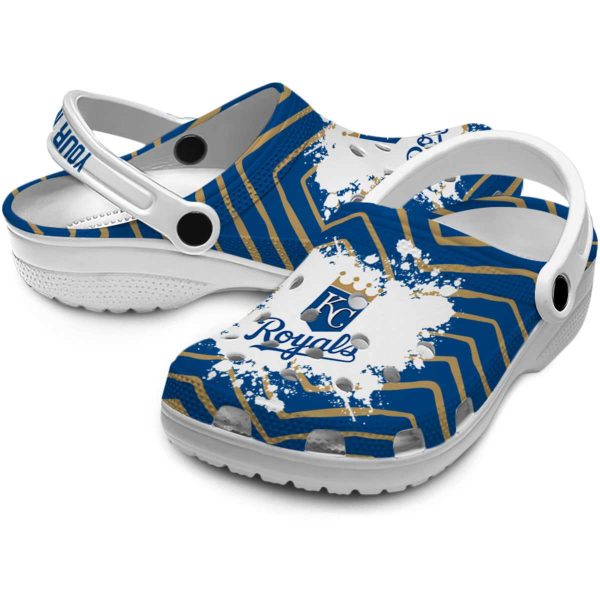 Personalized Kansas City Royals Zigzag Paint Burst Crocs Latest Model