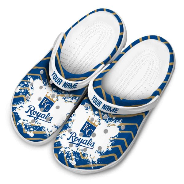 Personalized Kansas City Royals Zigzag Paint Burst Crocs Trendy