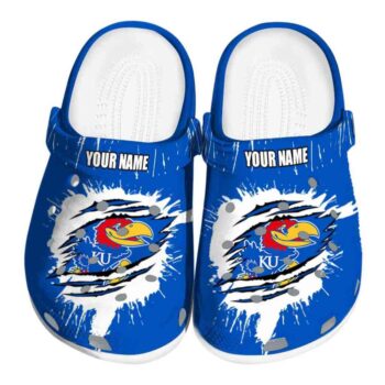 Personalized Kansas Jayhawks Splash Motif Background Crocs Best selling