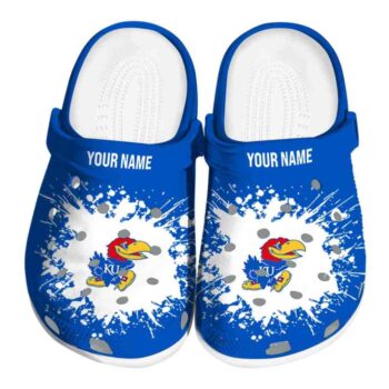 Personalized Kansas Jayhawks Splatter Background Crocs Best selling