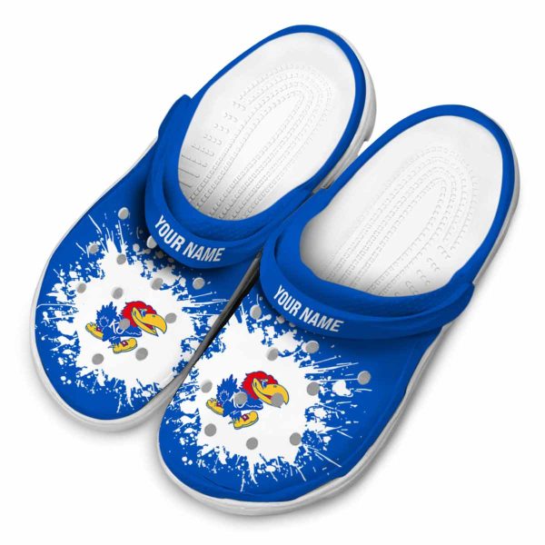 Personalized Kansas Jayhawks Splatter Background Crocs Trendy