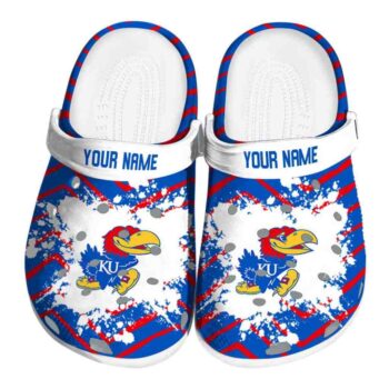 Personalized Kansas Jayhawks Zigzag Paint Burst Crocs Best selling