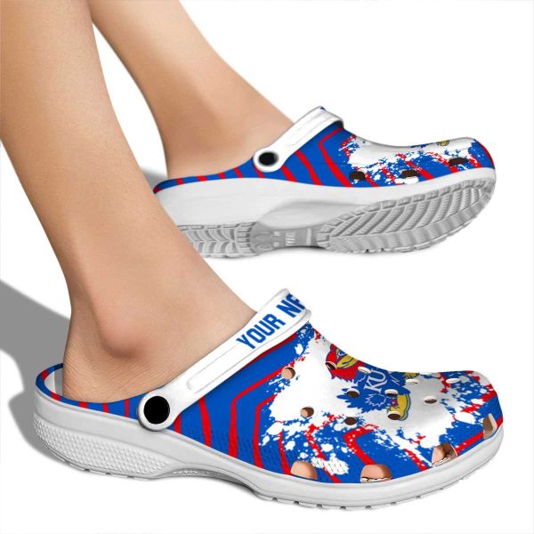 Personalized Kansas Jayhawks Zigzag Paint Burst Crocs High quality