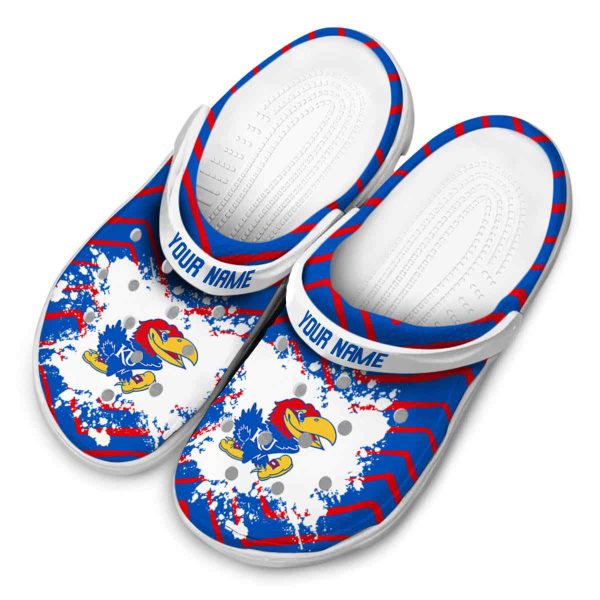 Personalized Kansas Jayhawks Zigzag Paint Burst Crocs Trendy