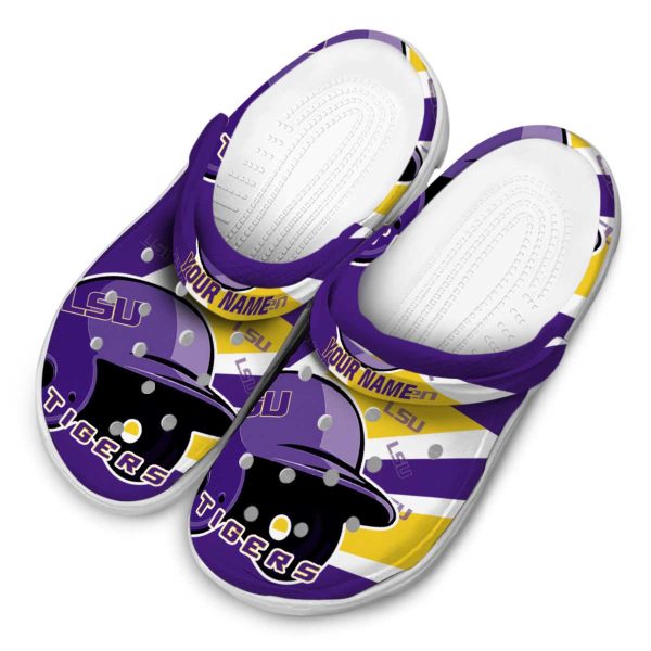 Personalized LSU Tigers Baseball Helmet Crocs Trendy