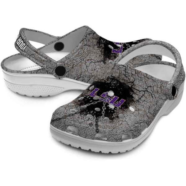 Personalized LSU Tigers Cracked Ground Texture Crocs Latest Model