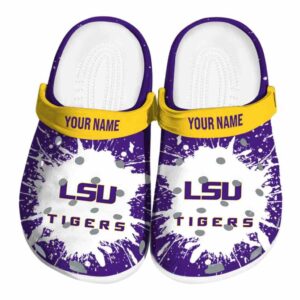 Personalized LSU Tigers Splash Art Crocs Best selling