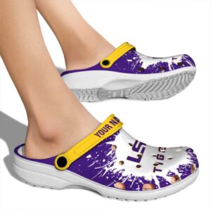 Personalized LSU Tigers Splash Art Crocs High quality