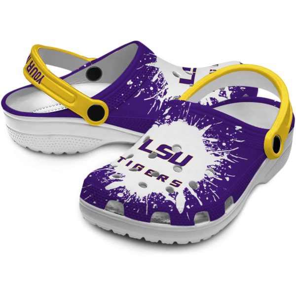 Personalized LSU Tigers Splash Art Crocs Latest Model