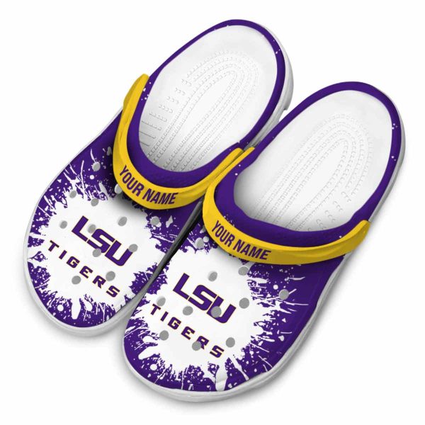Personalized LSU Tigers Splash Art Crocs Trendy