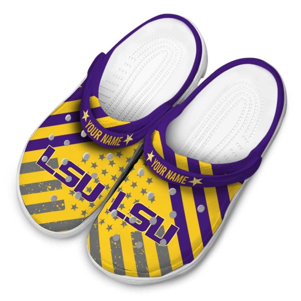 Personalized LSU Tigers Star Spangled Graphic Crocs Trendy