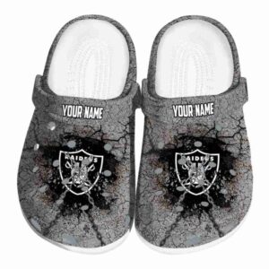 Personalized Las Vegas Raiders Cracked Ground Texture Crocs Best selling