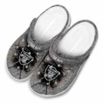 Personalized Las Vegas Raiders Cracked Ground Texture Crocs Best selling